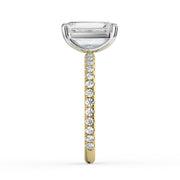 The Astra Ring – Emerald Solitaire with Pavé Band in Platinum – The Jewel Concierge