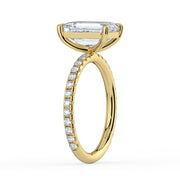 The Astra Ring – Emerald Solitaire with Pavé Band in 14K Rose Gold – The Jewel Concierge