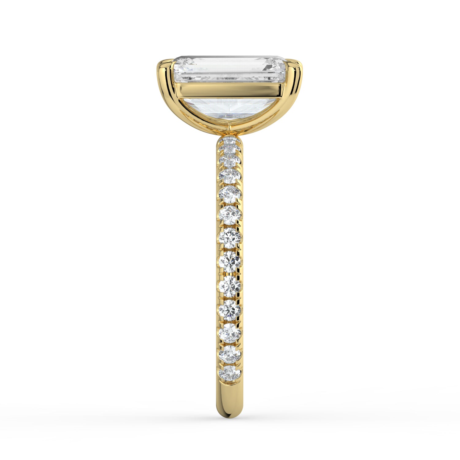 The Astra Ring - Emerald Solitaire with Pavé Band