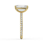 The Astra Ring – Emerald Solitaire with Pavé Band in 18K Yellow Gold – The Jewel Concierge