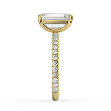 The Astra Ring - Emerald Solitaire with Pavé Band