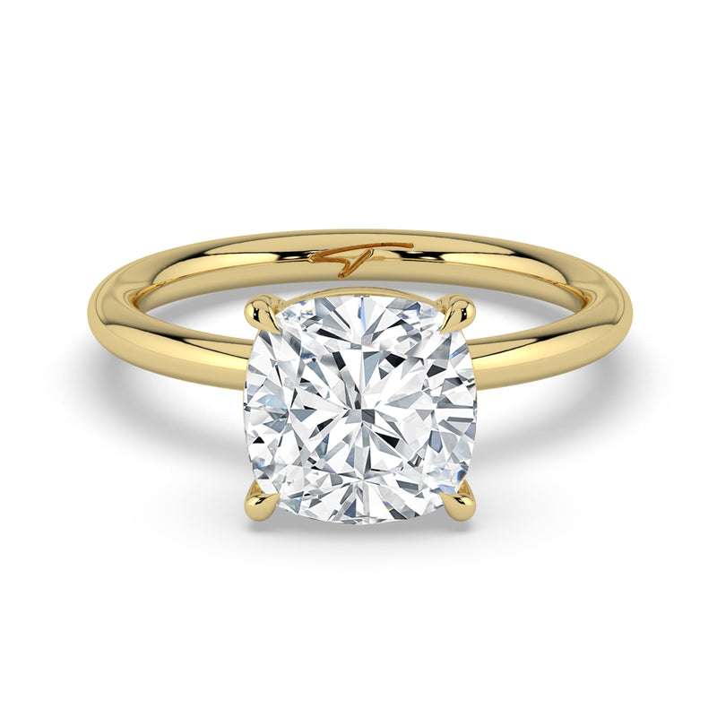The Nova Ring – Cushion Solitaire in 14K Yellow Gold – The Jewel Concierge