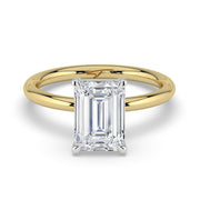 The Nova Ring — Emerald Solitaire Lab-Grown Diamond Engagement Ring in Two-Tone Yellow and White Gold | The Jewel Concierge