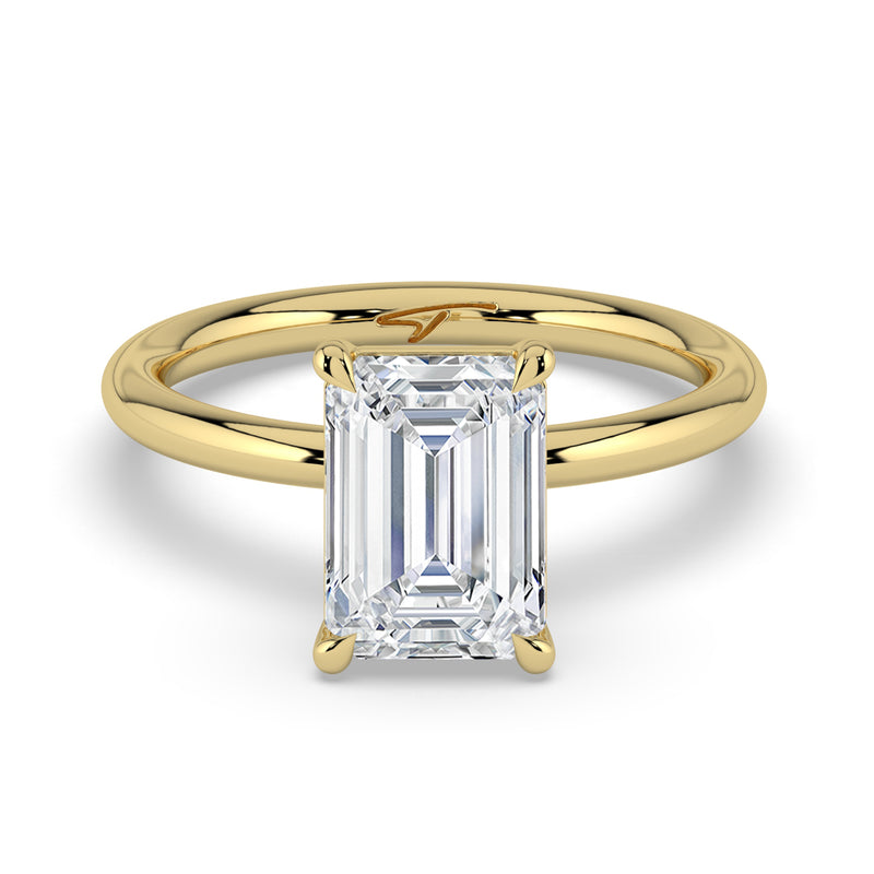 The Nova Ring – Emerald Solitaire in 14K Yellow Gold – The Jewel Concierge