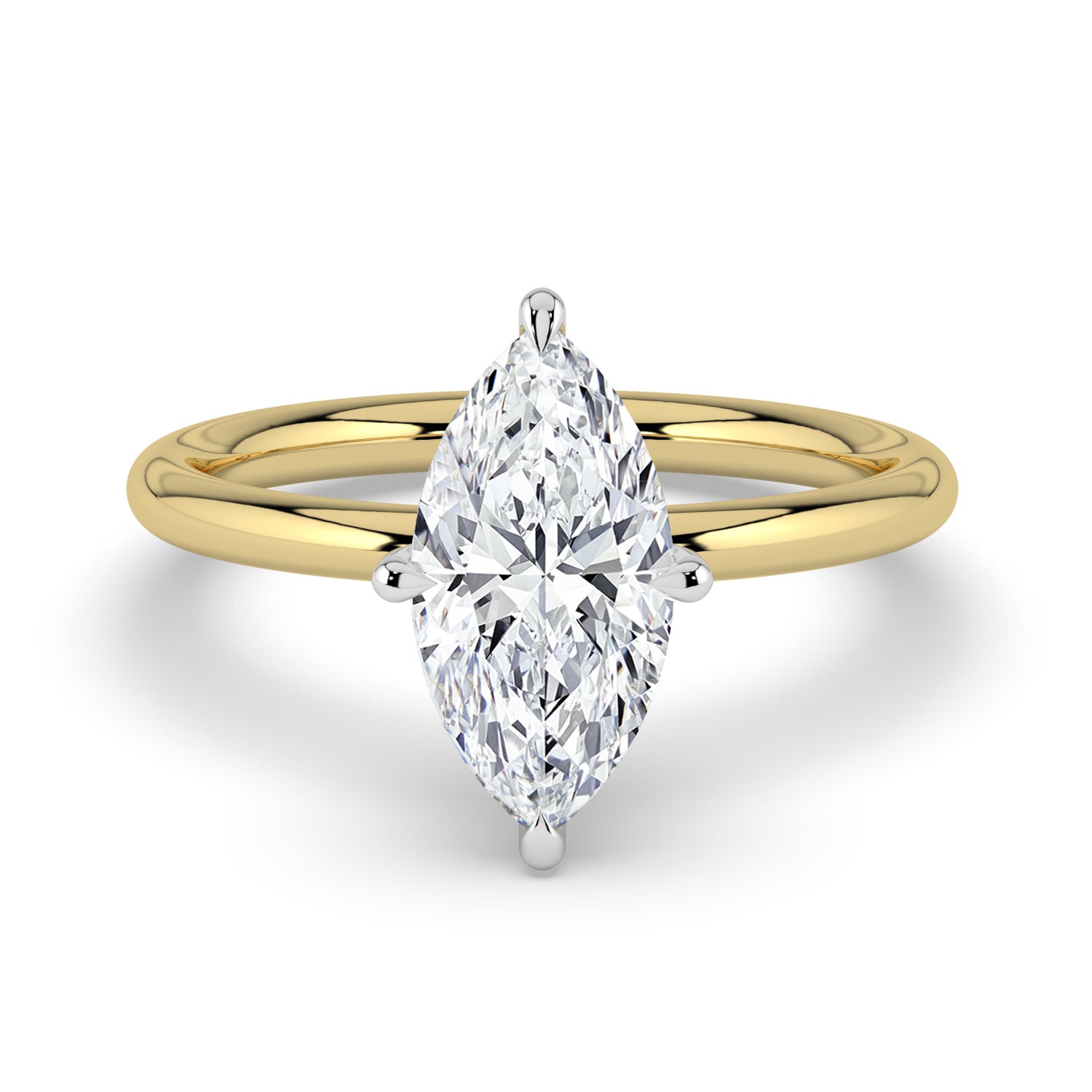 The Nova Ring — Marquise Solitaire Lab-Grown Diamond Engagement Ring in Two-Tone Yellow and White Gold | The Jewel Concierge