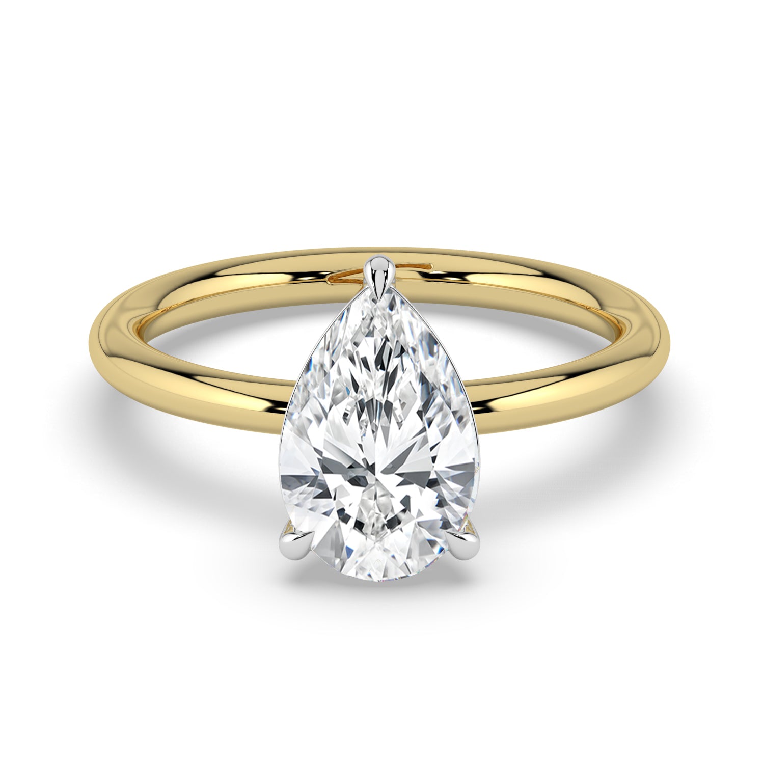 The Nova Ring — Pear Solitaire Lab-Grown Diamond Engagement Ring in Two-Tone Yellow and White Gold | The Jewel Concierge