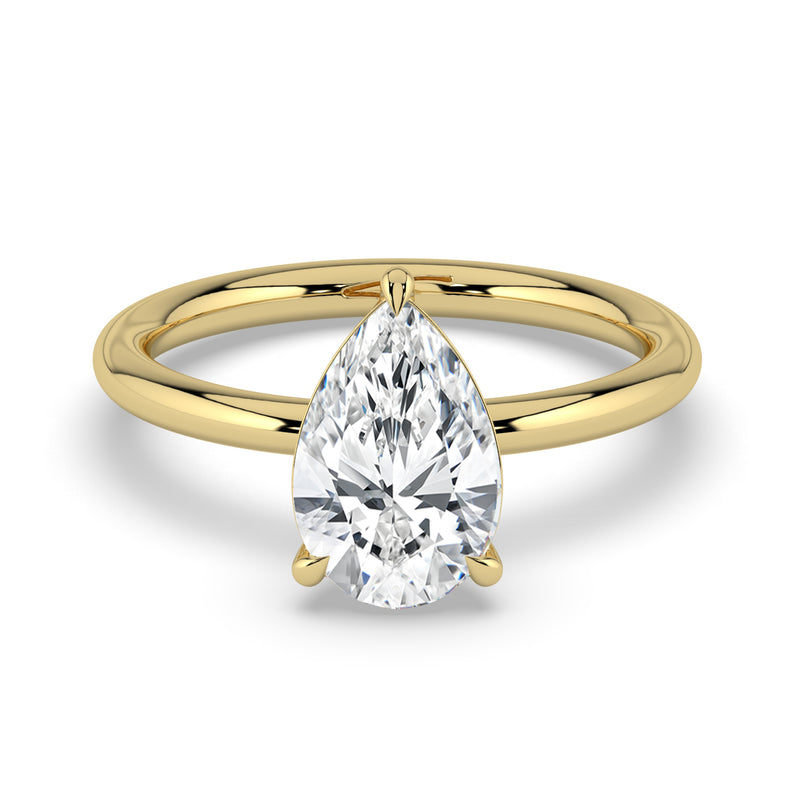 The Nova Ring – Pear Solitaire in 14K Yellow Gold – The Jewel Concierge