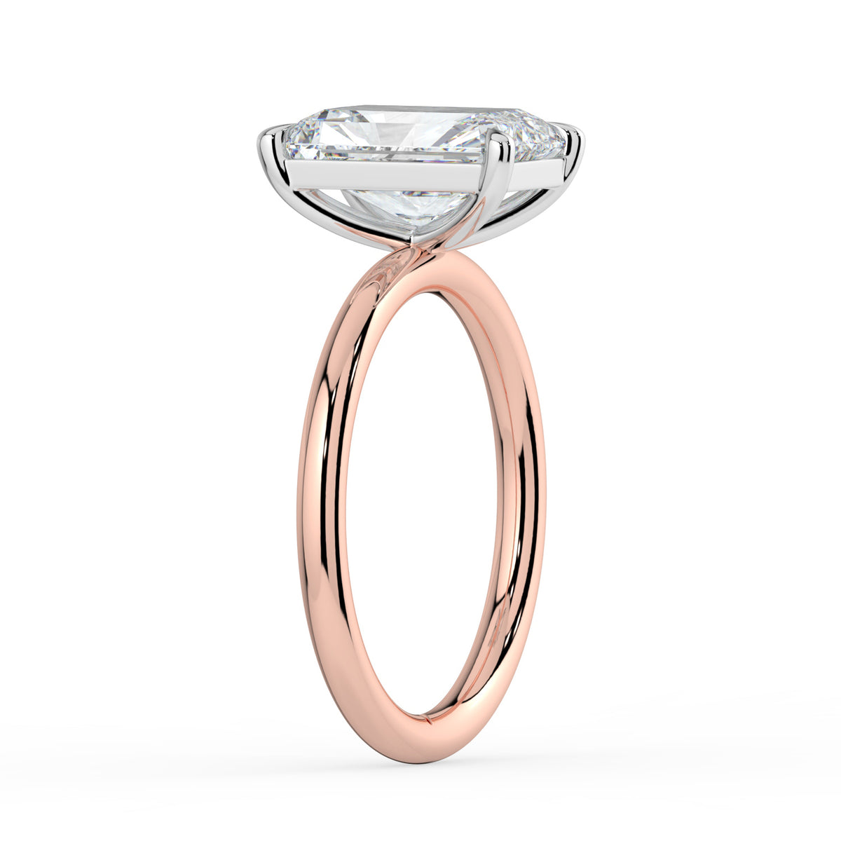 The Nova Ring — Radiant Solitaire Lab-Grown Diamond Engagement Ring in Two-Tone Rose and White Gold | The Jewel Concierge