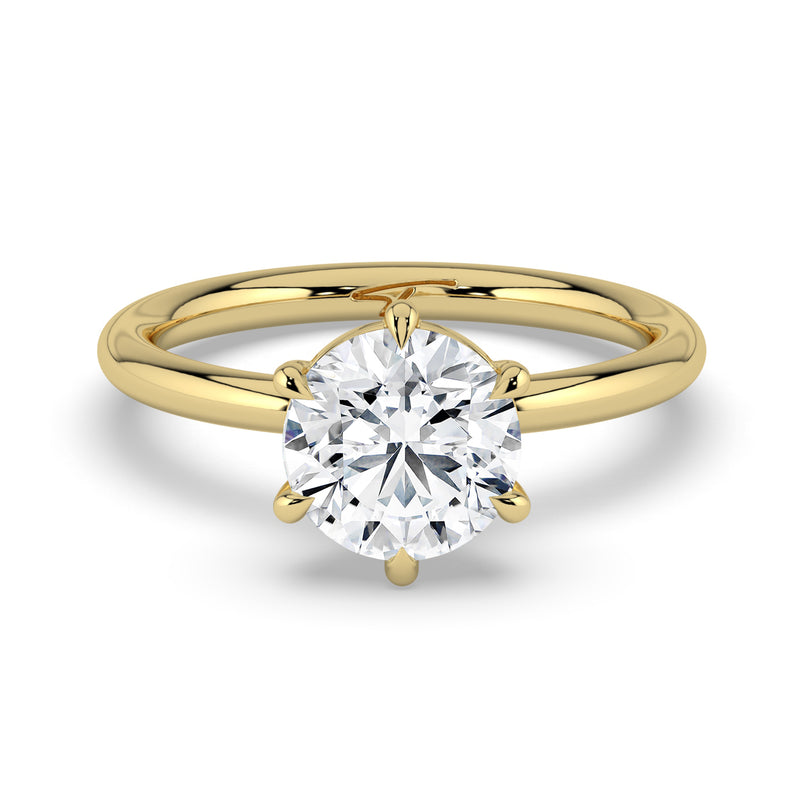 The Nova Ring — 6 Claw Round Solitaire Lab-Grown Diamond Engagement Ring in Yellow Gold | The Jewel Concierge