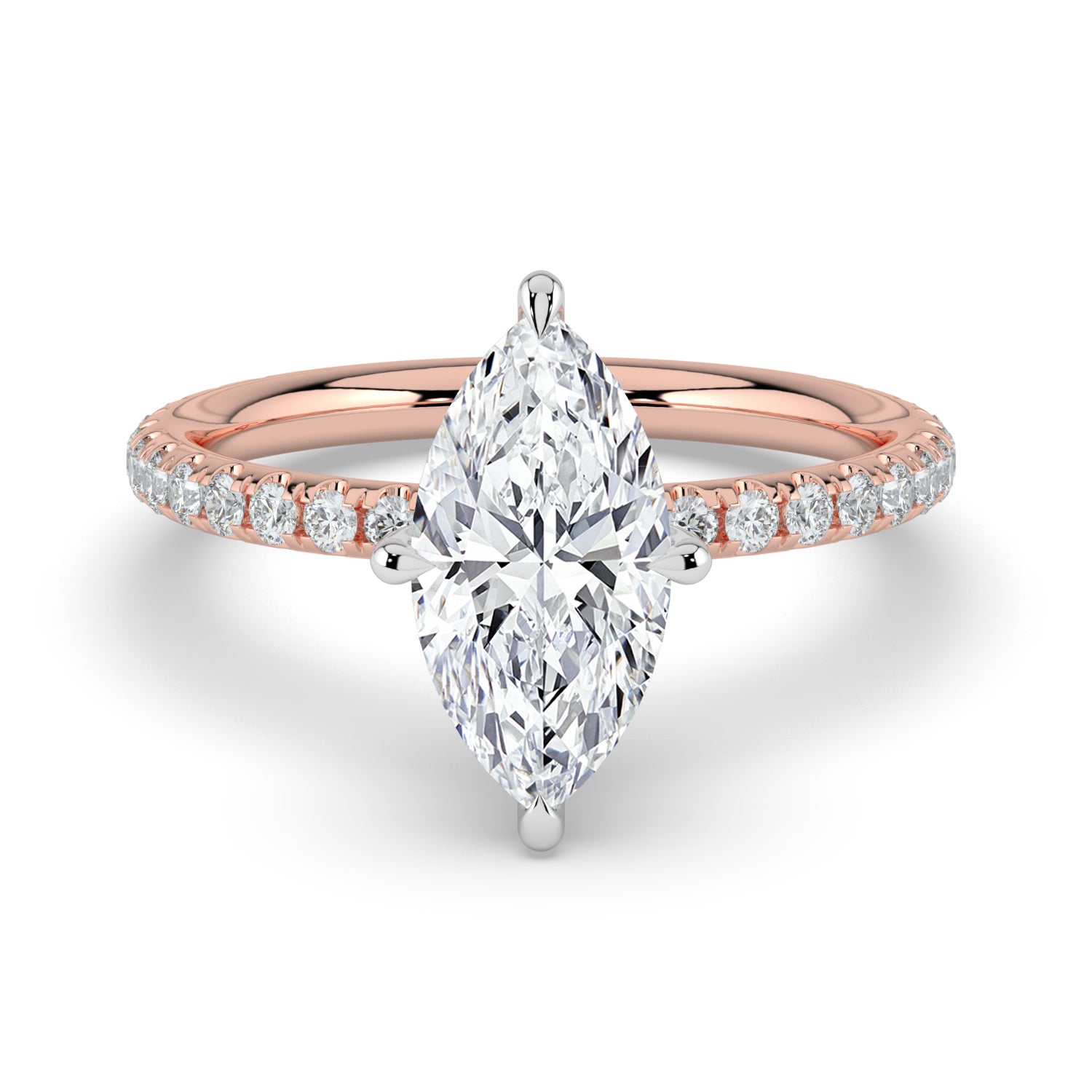 The Astra Ring - Marquise Solitaire with Pavé Band