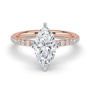 The Astra Ring — Marquise Solitaire with Pavé Band Lab-Grown Diamond Engagement Ring in Two-Tone Rose and White Gold | The Jewel Concierge