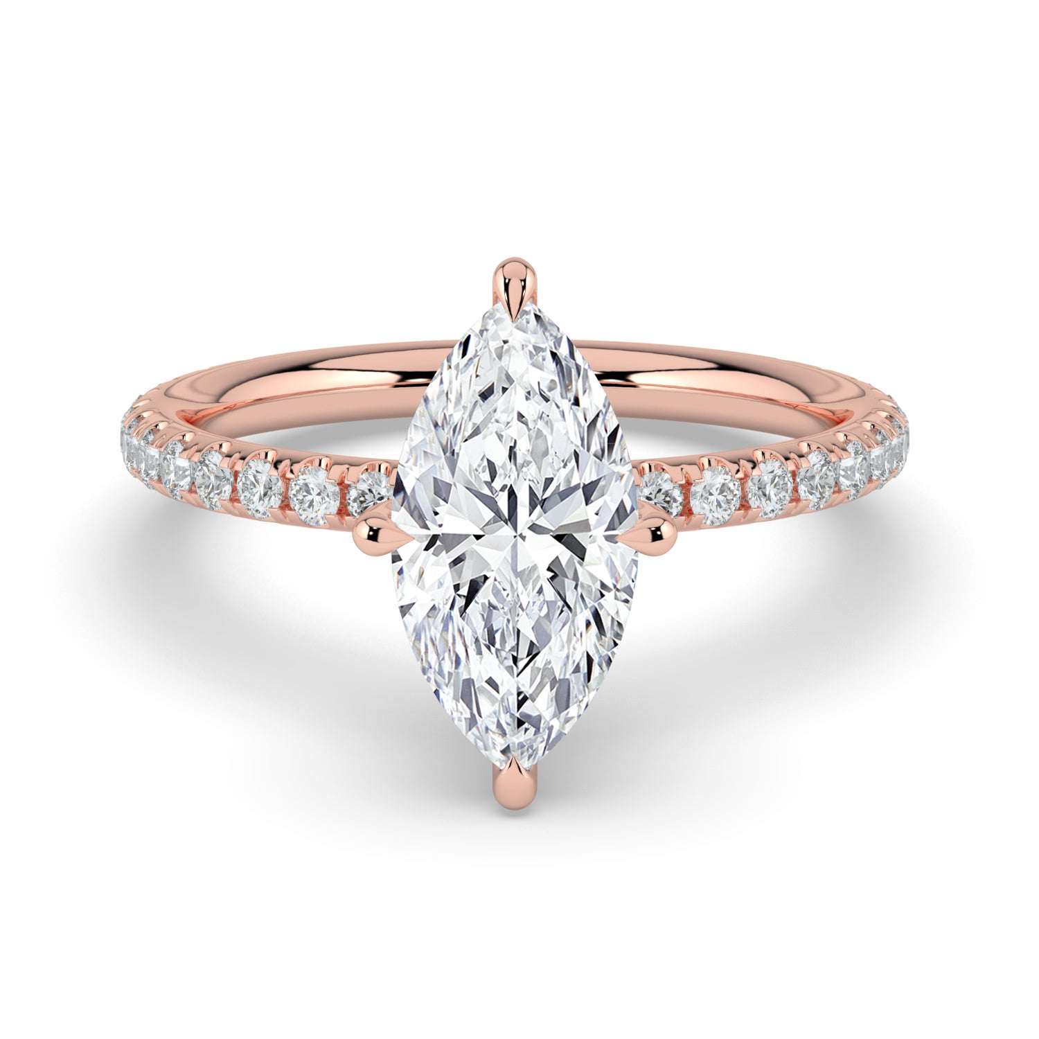 The Astra Ring - Marquise Solitaire with Pavé Band