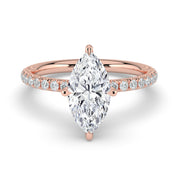 The Astra Ring — Marquise Solitaire with Pavé Band Lab-Grown Diamond Engagement Ring in Rose Gold | The Jewel Concierge