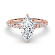 The Astra Ring - Marquise Solitaire with Pavé Band