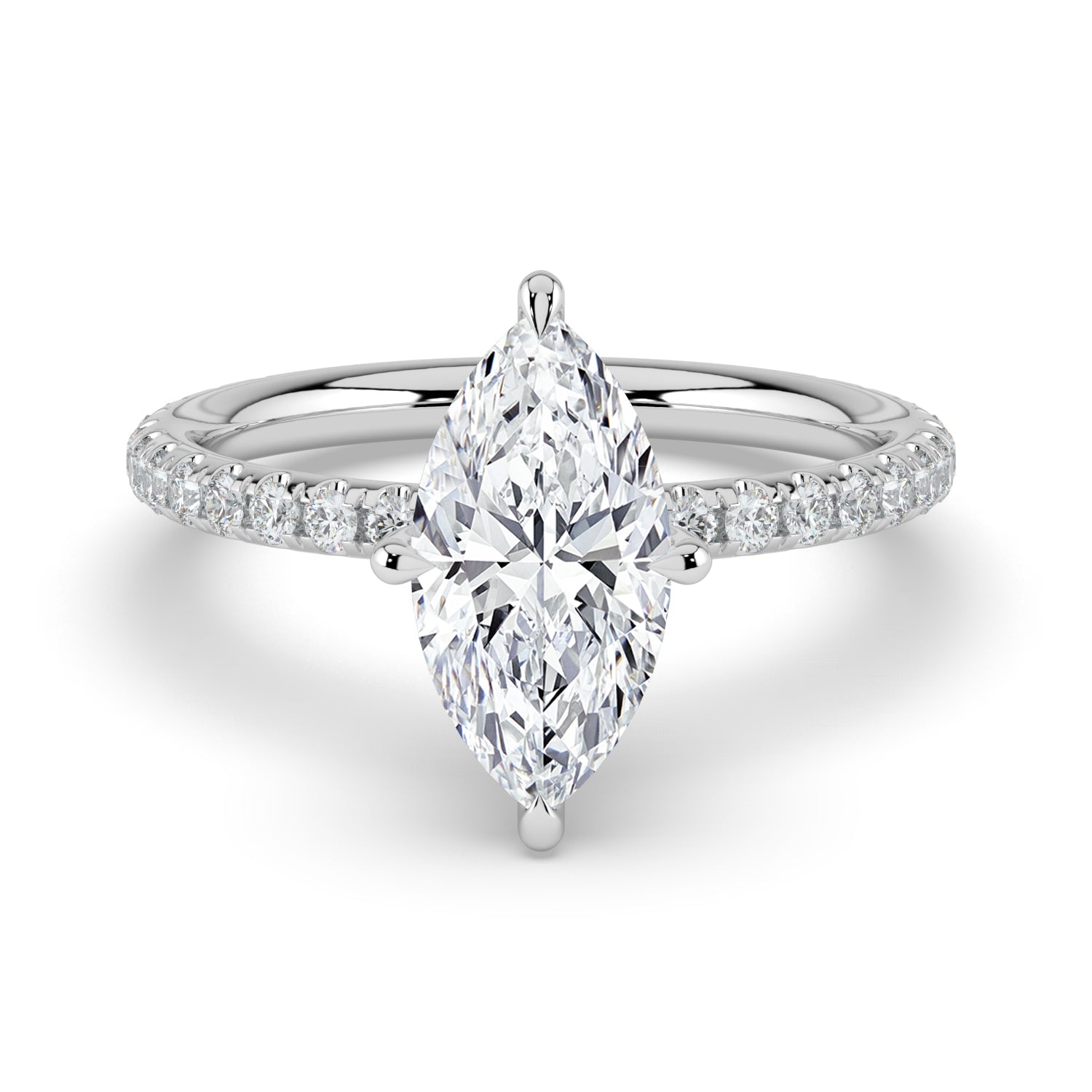 The Astra Ring - Marquise Solitaire with Pavé Band