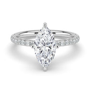 The Astra Ring — Marquise Solitaire with Pavé Band Lab-Grown Diamond Engagement Ring in White Gold | The Jewel Concierge