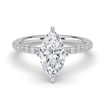 The Astra Ring - Marquise Solitaire with Pavé Band