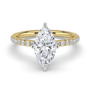 The Astra Ring — Marquise Solitaire with Pavé Band Lab-Grown Diamond Engagement Ring in Two-Tone Yellow and White Gold | The Jewel Concierge