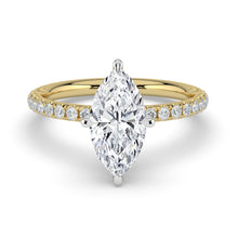 The Astra Ring - Marquise Solitaire with Pavé Band