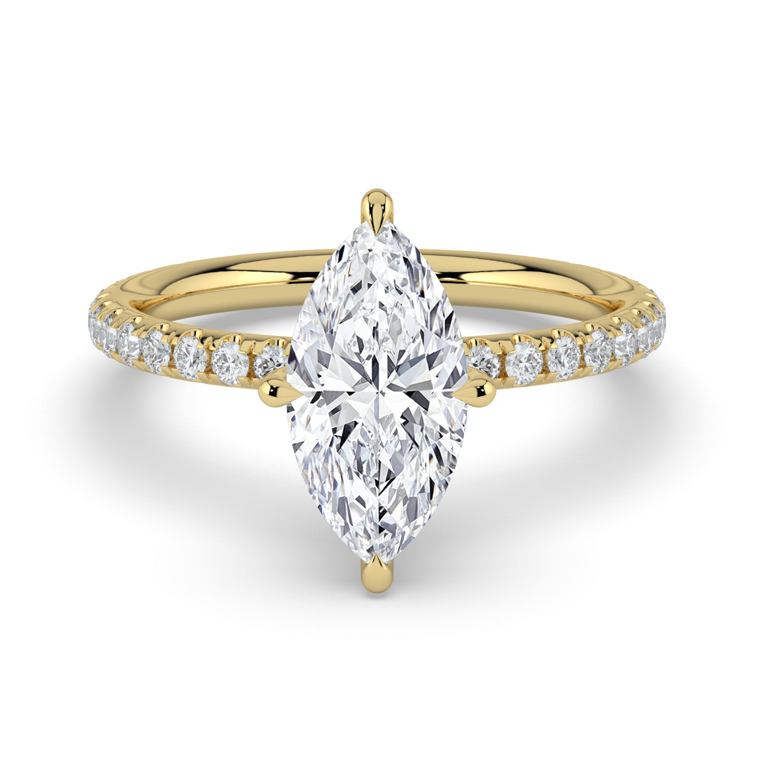 The Astra Ring - Marquise Solitaire with Pavé Band