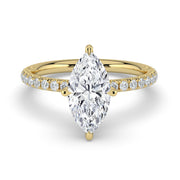 The Astra Ring — Marquise Solitaire with Pavé Band Lab-Grown Diamond Engagement Ring in Yellow Gold | The Jewel Concierge
