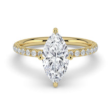 The Astra Ring - Marquise Solitaire with Pavé Band
