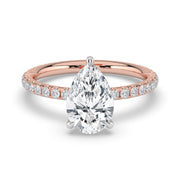 The Astra Ring — Pear Solitaire with Pavé Band Lab-Grown Diamond Engagement Ring in Two-Tone Rose and White Gold | The Jewel Concierge