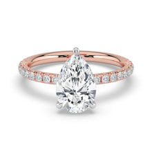 The Astra Ring - Pear Solitaire with Pavé Band