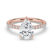 The Astra Ring — Pear Solitaire with Pavé Band Lab-Grown Diamond Engagement Ring in Rose Gold | The Jewel Concierge