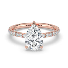 The Astra Ring - Pear Solitaire with Pavé Band