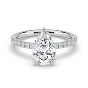 The Astra Ring — Pear Solitaire with Pavé Band Lab-Grown Diamond Engagement Ring in White Gold | The Jewel Concierge
