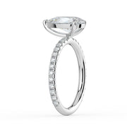 The Astra Ring — Pear Solitaire with Pavé Band Lab-Grown Diamond Engagement Ring in White Gold | The Jewel Concierge