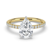 The Astra Ring - Pear Solitaire with Pavé Band