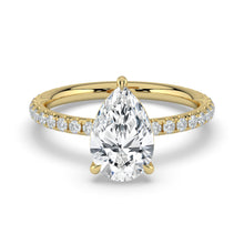 The Astra Ring - Pear Solitaire with Pavé Band