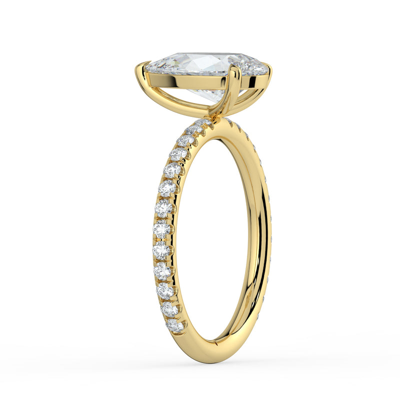 The Astra Ring - Pear Solitaire with Pavé Band