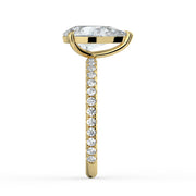 The Astra Ring — Pear Solitaire with Pavé Band Lab-Grown Diamond Engagement Ring in Yellow Gold | The Jewel Concierge