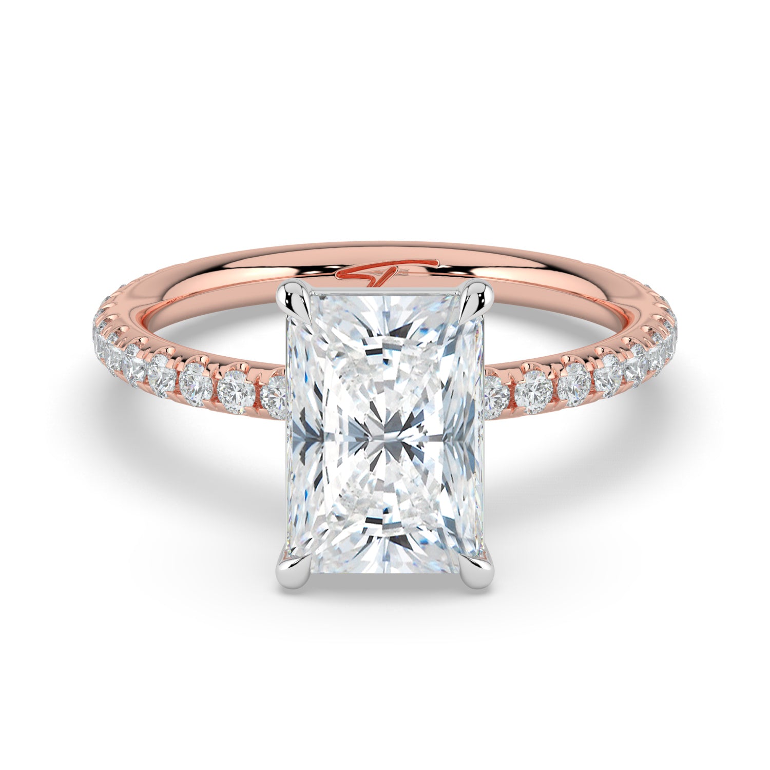 The Astra Ring - Radiant Solitaire with Pavé Band