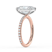 The Astra Ring — Radiant Solitaire with Pavé Band Lab-Grown Diamond Engagement Ring in Two-Tone Rose and White Gold | The Jewel Concierge