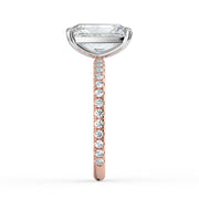 The Astra Ring — Radiant Solitaire with Pavé Band Lab-Grown Diamond Engagement Ring in Two-Tone Rose and White Gold | The Jewel Concierge