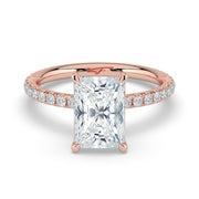 The Astra Ring — Radiant Solitaire with Pavé Band Lab-Grown Diamond Engagement Ring in Rose Gold | The Jewel Concierge