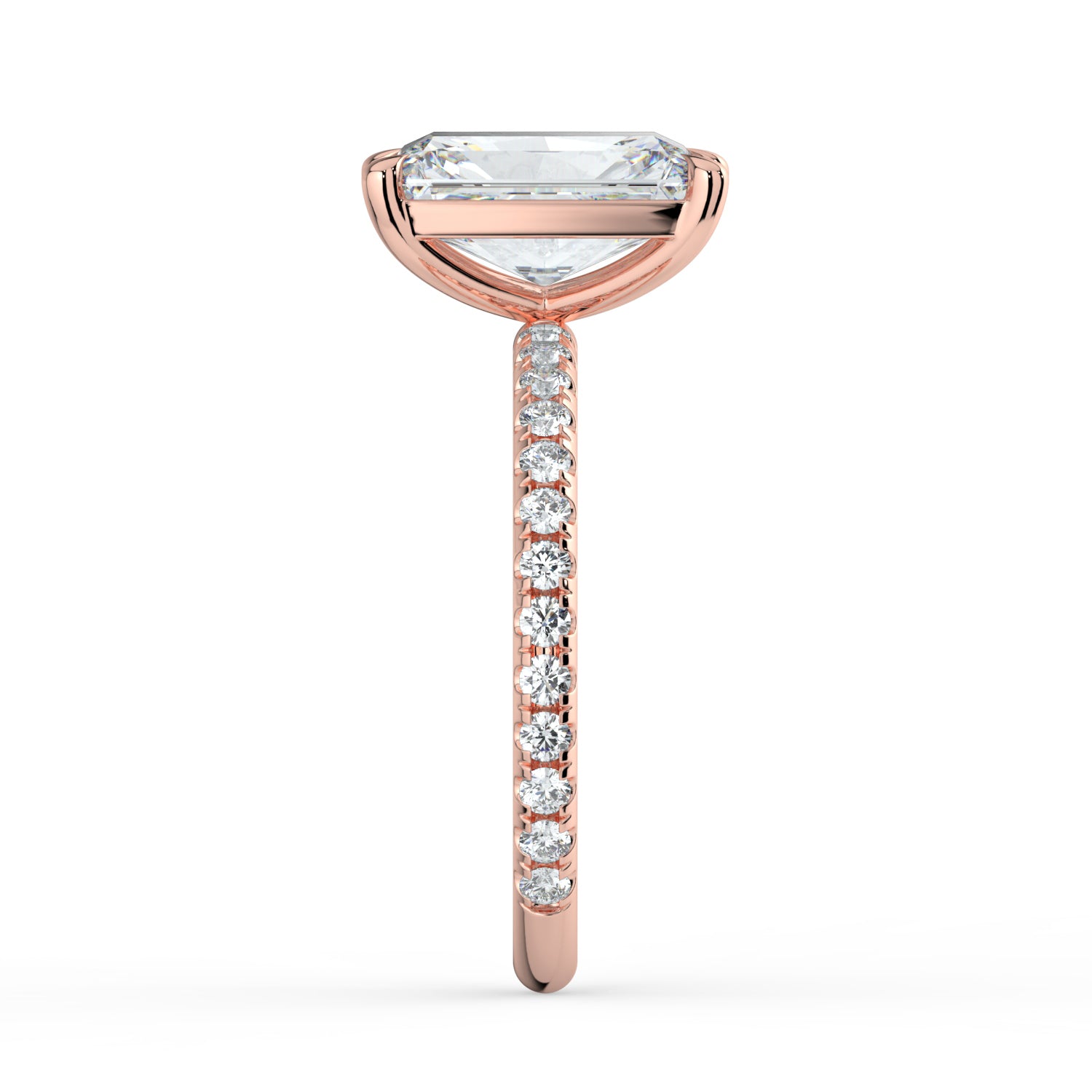 The Astra Ring - Radiant Solitaire with Pavé Band