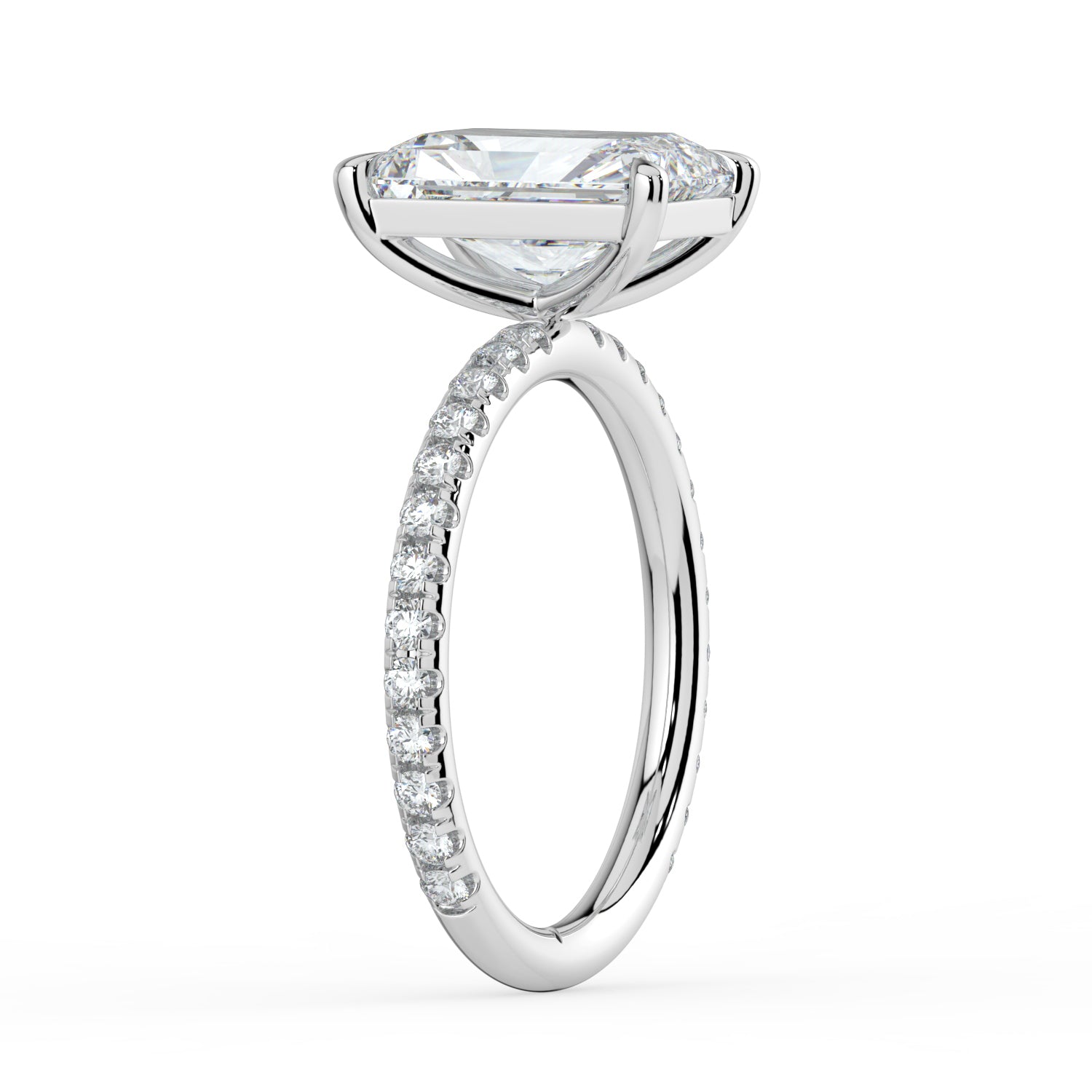 The Astra Ring - Radiant Solitaire with Pavé Band