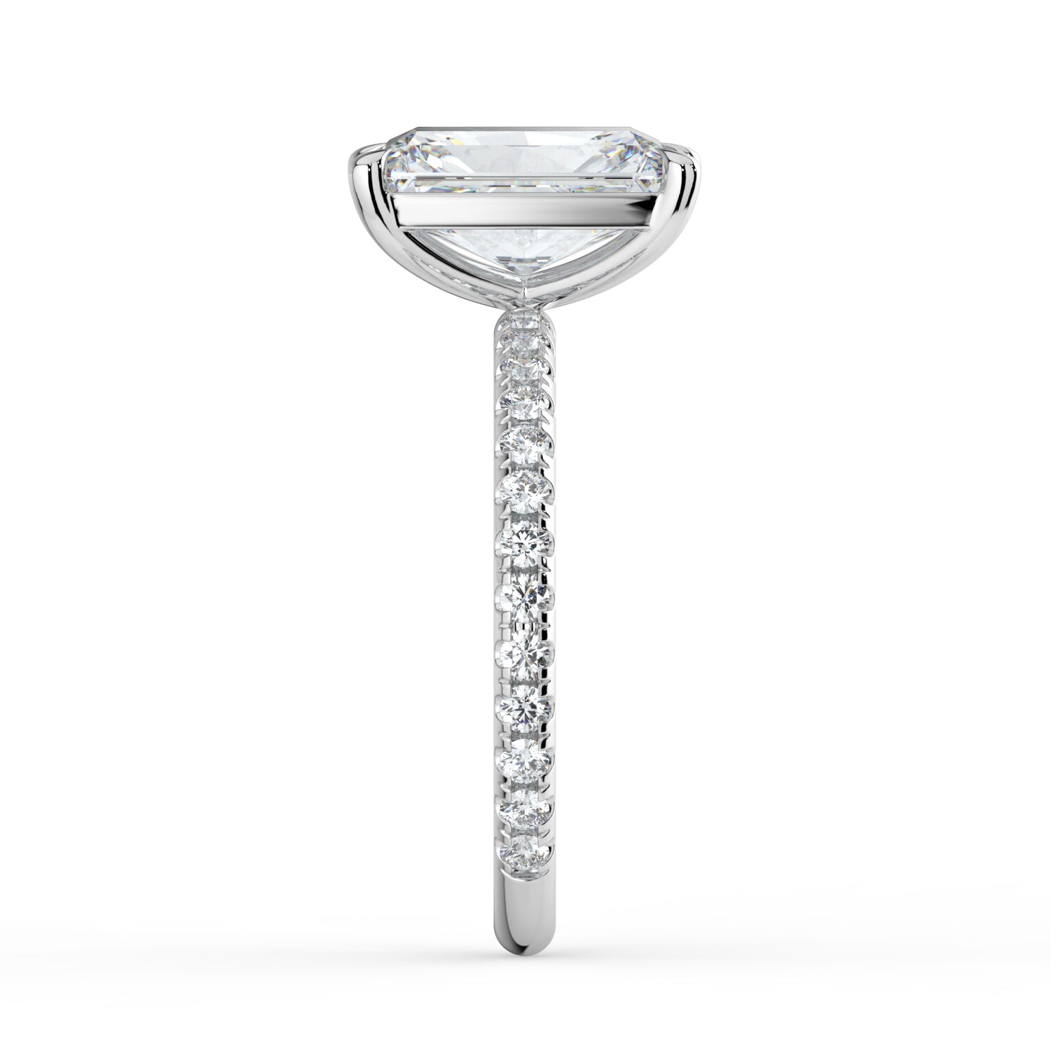 The Astra Ring - Radiant Solitaire with Pavé Band