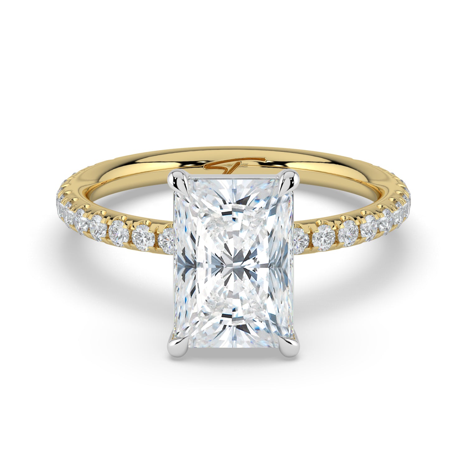 The Astra Ring - Radiant Solitaire with Pavé Band