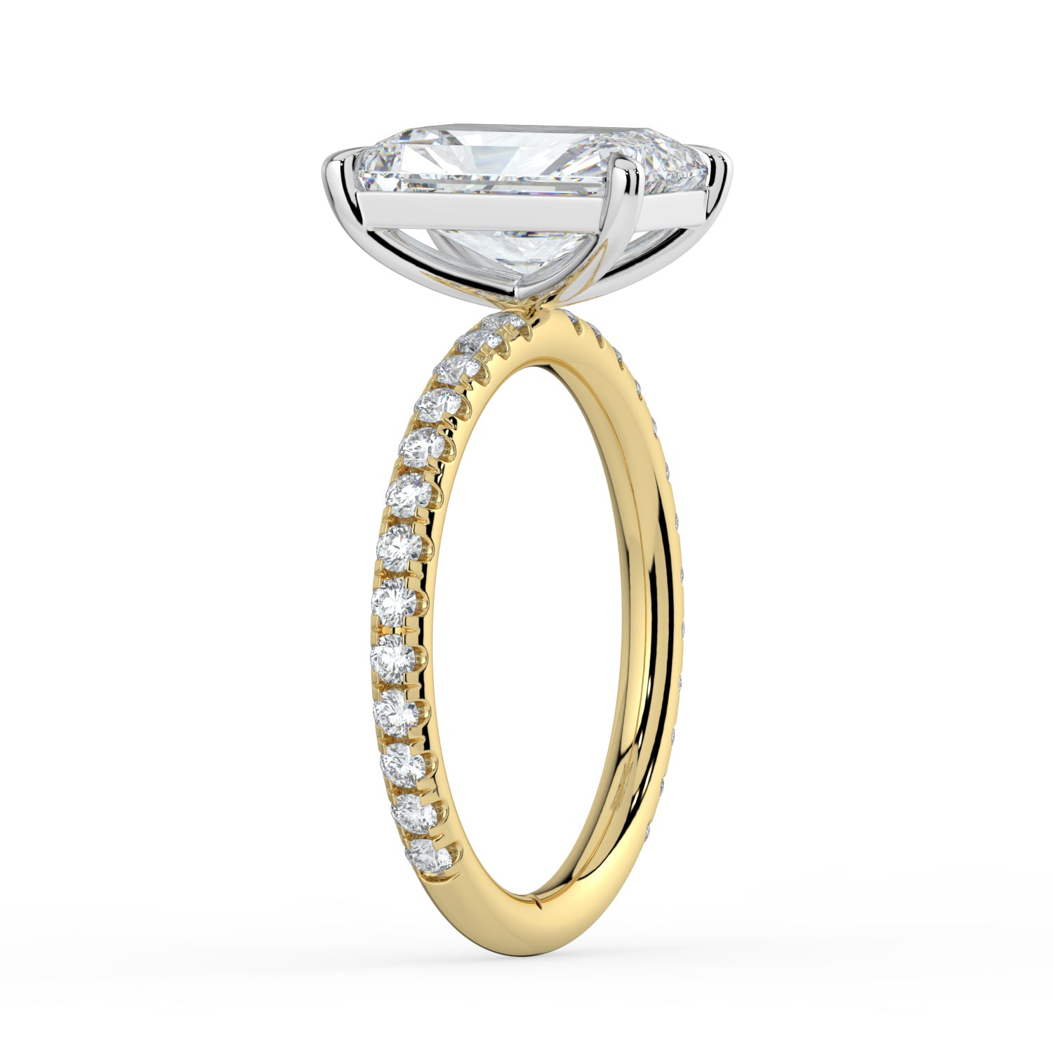 The Astra Ring - Radiant Solitaire with Pavé Band