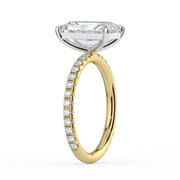 The Astra Ring — Radiant Solitaire with Pavé Band Lab-Grown Diamond Engagement Ring in Two-Tone Yellow and White Gold | The Jewel Concierge