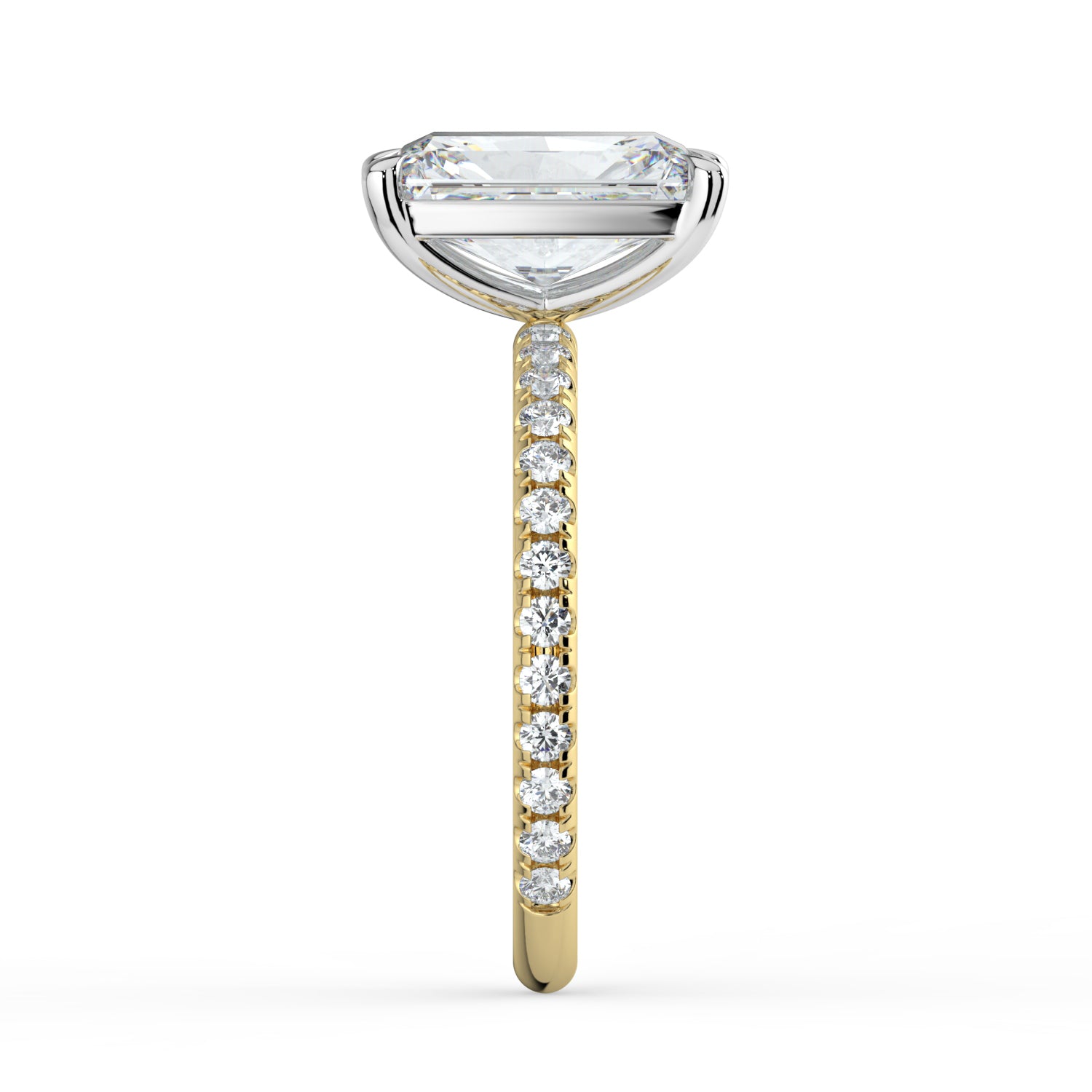 The Astra Ring - Radiant Solitaire with Pavé Band