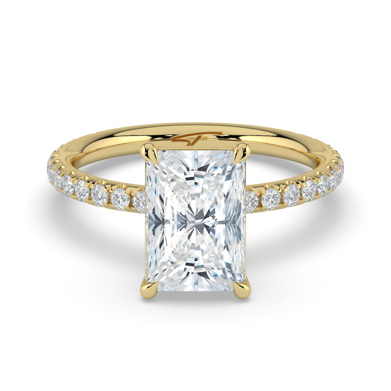The Astra Ring - Radiant Solitaire with Pavé Band