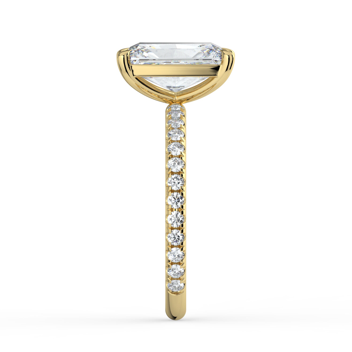 The Astra Ring - Radiant Solitaire with Pavé Band