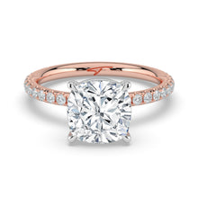 The Astra Ring - Cushion Solitaire with Pavé Band